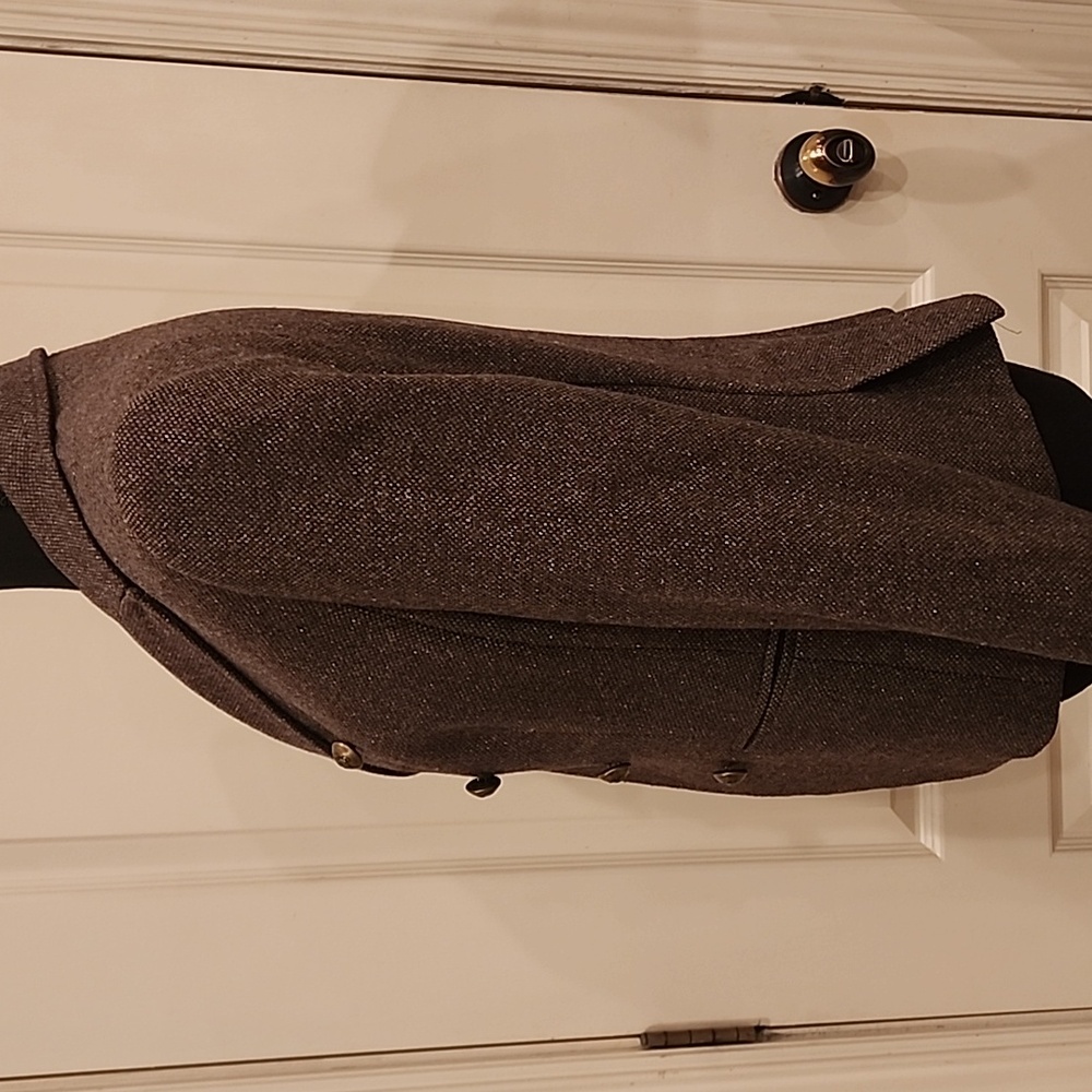 Vintage Banana Repunlic Brown Tweed Blazer With Military Brass Buttons Sz 8 - Picture 4 of 11